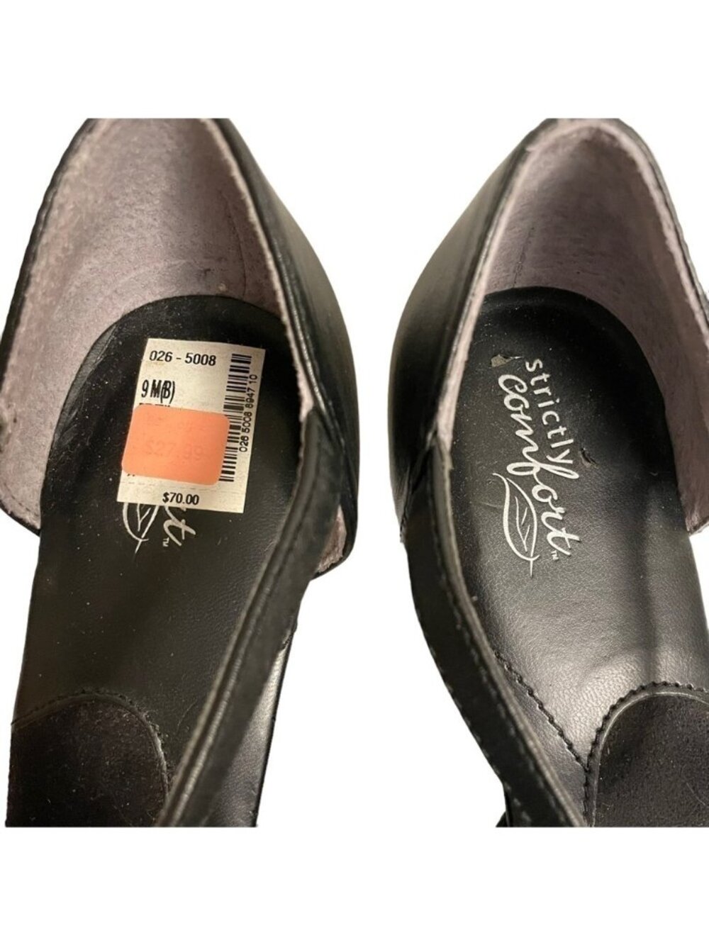 Strictly Comfort Black Mary Jane Leather Heels Ankle Strap Size 8.5 Left 9 Right - Picture 9 of 15
